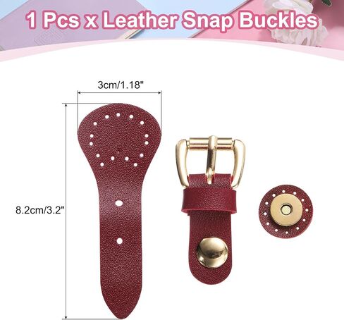uxcell Leather Magnetic Snap Buckle Lock, Sew on Toggle Closure Fasteners Buttons for DIY Craft Sewing, Wine Red in Saudi Arabia