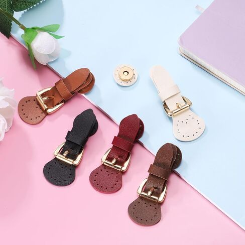 uxcell Leather Magnetic Snap Buckle Lock, Sew on Toggle Closure Fasteners Buttons for DIY Craft Sewing, Wine Red in Saudi Arabia