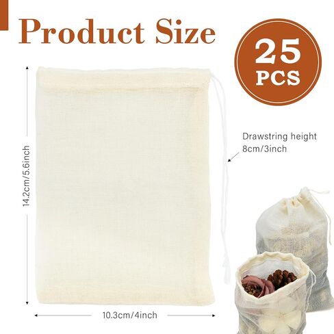Muslin Bags, Small Drawstring Bags Cotton, 25 PCS Sachet Bags, Jewelry Bags Drawstring, Canvas Linen Small Gift Bags, Reusable Fabric Empty Gift Bags Pouch for Wedding Party Home Supplies, 3 x 4 Inch in Saudi Arabia