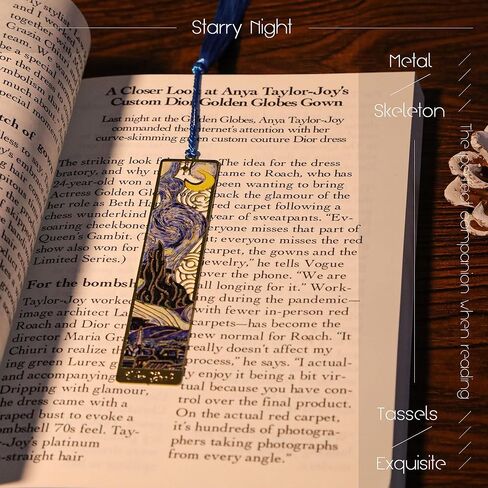 JA&MIU 2PCS Metal Bookmark with Tassel, Oil Painting Sunflower & Starry Night Theme Bookmark, Exquisite Art Bookmarks, Suitable for Writers Book Fans Teenagers Men Women Art Bookmarks, Holiday Present in Kuwait