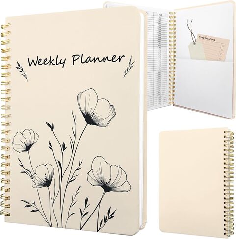 Weekly Planner Undated - 52 Weeks To Do List Notebook A5 for Work: Weekly Task, Habit Tracker Journal, Goal Setting, Agenda Sprial Bound Organizer Book Women Cute Stylish Design, Floral in Saudi Arabia