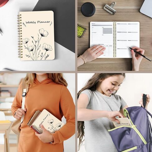 Weekly Planner Undated - 52 Weeks To Do List Notebook A5 for Work: Weekly Task, Habit Tracker Journal, Goal Setting, Agenda Sprial Bound Organizer Book Women Cute Stylish Design, Floral in Saudi Arabia