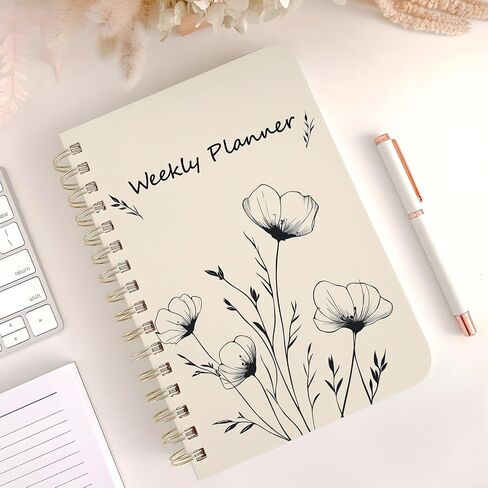 Weekly Planner Undated - 52 Weeks To Do List Notebook A5 for Work: Weekly Task, Habit Tracker Journal, Goal Setting, Agenda Sprial Bound Organizer Book Women Cute Stylish Design, Floral in Saudi Arabia