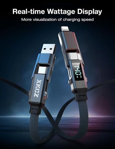 كابل USB C [كابل شحن 65 وات 4 في 1، 3 أقدام] سلك شاحن USB C مضفر مسطح مع نقل البيانات، كابل شحن متعدد كومبو من النوع C/USB A/L مناسب لأجهزة iPhone/iPad ومعظم الأجهزة، 3 أقدام in Kuwait