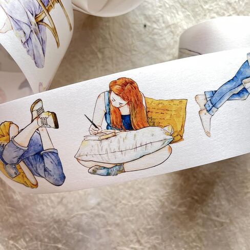 Dingding Vol7-23 ملصقات شريط الحيوانات الأليفة الهادئة ، قبلة غير لامع ، 1.97 في x 10.94 YD ، التصميم الأصلي ، لمستلزمات سجل القصاصات in Kuwait