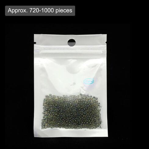 Iridescent Glass Tiny Bubble Beads, 0.4-3mm 10g No Hole Micro Mini Round Champagne Water Droplets Beads - Applications: for Resin Filler, Nail Art, Dollhouse Bath Tub in Saudi Arabia