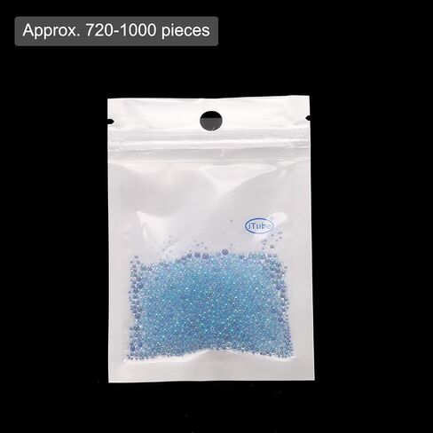 Iridescent Glass Tiny Bubble Beads, 0.4-3mm 10g No Hole Micro Mini Round Champagne Water Droplets Beads - Applications: for Resin Filler, Nail Art, Dollhouse Bath Tub in Saudi Arabia