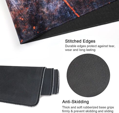 Meffort Inc Extra Large Extended Gaming Desk Mat Non-Slip Rubber Pads Stitched Edges Mouse Pad 35.4 x 15.7 inch - Thunderstorm Design in Kuwait