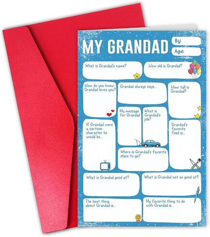 DIY Father’s Day Card for Grandad, Grandpa Fill in the Blank Thank You Card from Grandson Granddaughter, Fill Out Your Situation about Your Grandpa in the Cards in Saudi Arabia