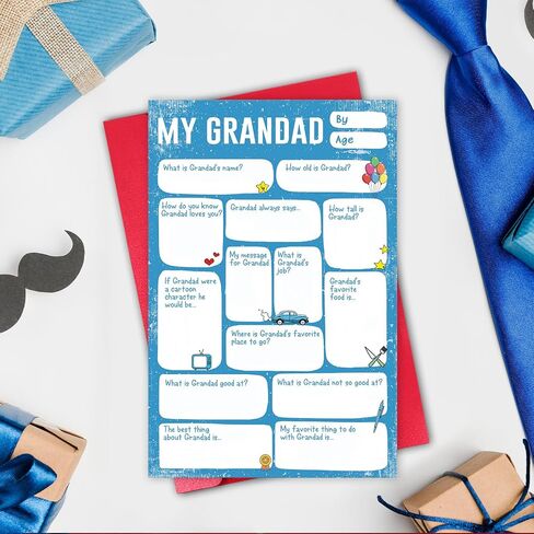 DIY Father’s Day Card for Grandad, Grandpa Fill in the Blank Thank You Card from Grandson Granddaughter, Fill Out Your Situation about Your Grandpa in the Cards in Saudi Arabia