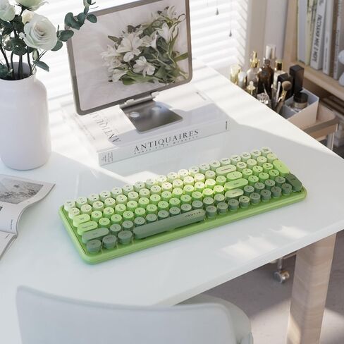 UBOTIE Colorful Bluetooth 100Keys Keyboards, Wireless Compact Rainbow Gradual Colors Retro Typewriter Flexible Keyboard for Tablet, Cellphones, PC(Purple Gradient) in Kuwait