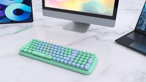 UBOTIE Colorful Bluetooth 100Keys Keyboards, Wireless Compact Rainbow Gradual Colors Retro Typewriter Flexible Keyboard for Tablet, Cellphones, PC(Purple Gradient) in Kuwait