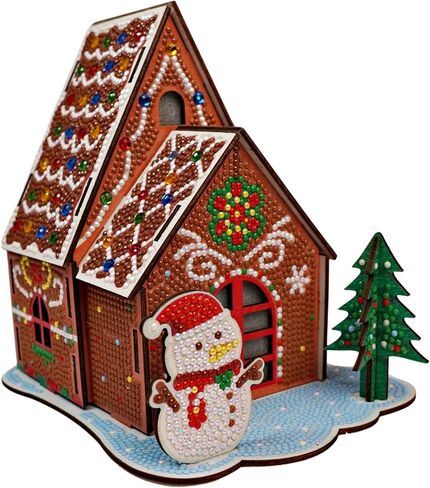 Party Ready 3D Diamond Painting Gingerbread House Christmas Cabin Kit - Diy Holiday Décor ، Full Drill Mosaic Art ، Festive Craft Kit (Gingerbread House) in Kuwait
