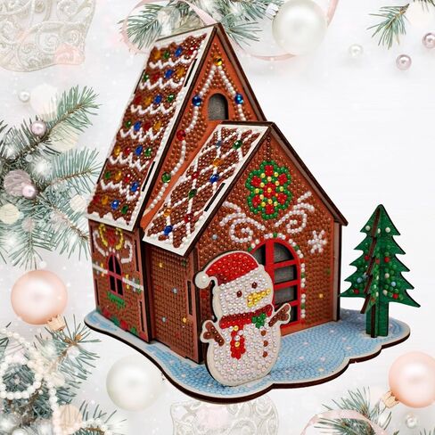 Party Ready 3D Diamond Painting Gingerbread House Christmas Cabin Kit - Diy Holiday Décor ، Full Drill Mosaic Art ، Festive Craft Kit (Gingerbread House) in Kuwait