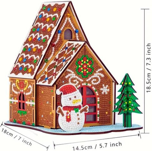 Party Ready 3D Diamond Painting Gingerbread House Christmas Cabin Kit - Diy Holiday Décor ، Full Drill Mosaic Art ، Festive Craft Kit (Gingerbread House) in Kuwait