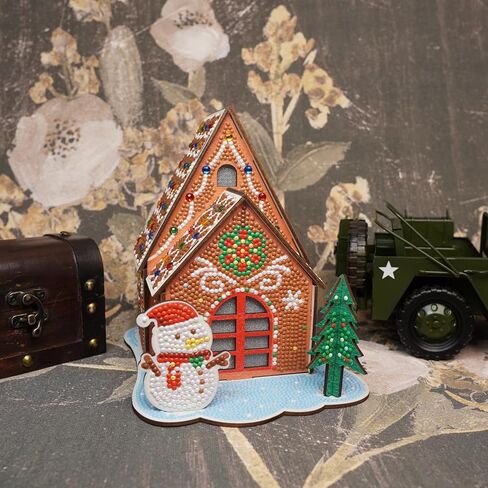 Party Ready 3D Diamond Painting Gingerbread House Christmas Cabin Kit - Diy Holiday Décor ، Full Drill Mosaic Art ، Festive Craft Kit (Gingerbread House) in Kuwait