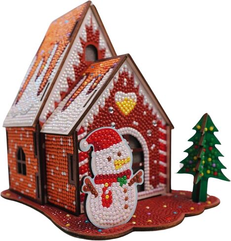 Party Ready 3D Diamond Painting Gingerbread House Christmas Cabin Kit - Diy Holiday Décor ، Full Drill Mosaic Art ، Festive Craft Kit (Gingerbread House) in Kuwait