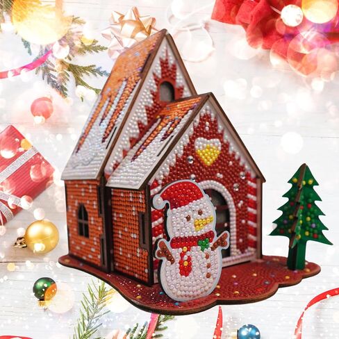 Party Ready 3D Diamond Painting Gingerbread House Christmas Cabin Kit - Diy Holiday Décor ، Full Drill Mosaic Art ، Festive Craft Kit (Gingerbread House) in Kuwait