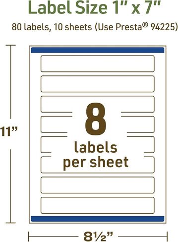 Avery Dissolvable Rectangle Labels with Sure Feed Technology, 1" x 7", Matte White, Print-to-The-Edge, Compatible with Laser & Inkjet Printers, 40 Labels Total in Saudi Arabia