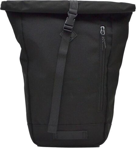 Black Rolltop Backpack - 15x10x3.5 In Adventure-Ready Roll Top Backpacks in Water-Resistant Polyester, 7.5 Liter Capacity Roll Up Backpack with Tablet Sleeve, Back Zipper, and External Pocket in Saudi Arabia