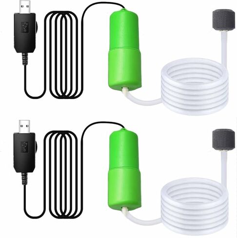 مضخة هواء Mini Aquarium ، مضخة هواء USB مقابل 5 جالون ، زخارف حوض السمك القابلة للتعديل ، تشمل مهواة Aerator in Kuwait