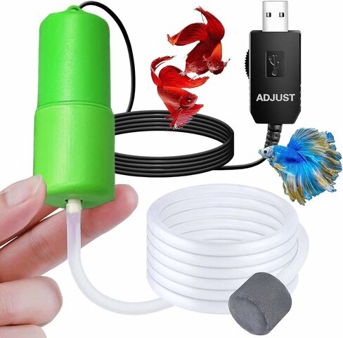 مضخة هواء Mini Aquarium ، مضخة هواء USB مقابل 5 جالون ، زخارف حوض السمك القابلة للتعديل ، تشمل مهواة Aerator in Kuwait