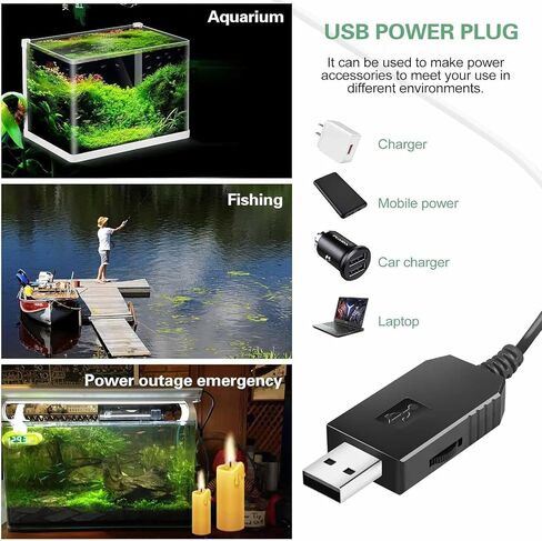 مضخة هواء Mini Aquarium ، مضخة هواء USB مقابل 5 جالون ، زخارف حوض السمك القابلة للتعديل ، تشمل مهواة Aerator in Kuwait