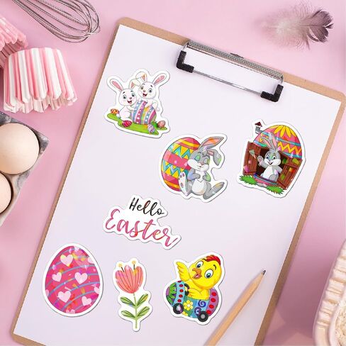 100Pcs Easter Stickers, Easter Egg Bunny Individual Stickers for Kids Teens Adults, Cute Aesthetic Vinyl Stickers for Cards Laptop Water Bottle Envelopes in Saudi Arabia