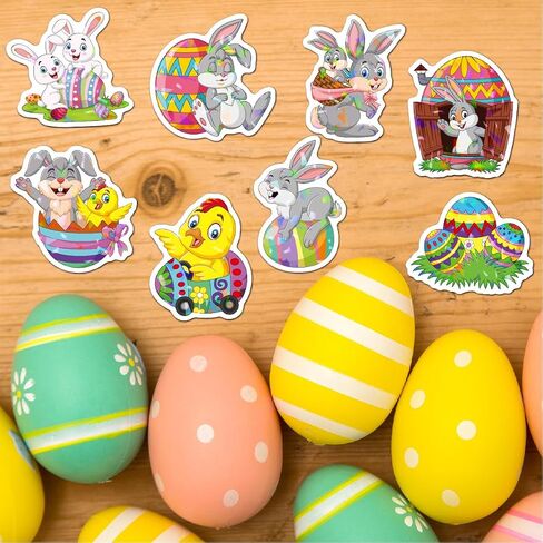 100Pcs Easter Stickers, Easter Egg Bunny Individual Stickers for Kids Teens Adults, Cute Aesthetic Vinyl Stickers for Cards Laptop Water Bottle Envelopes in Saudi Arabia