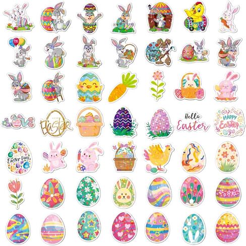 100Pcs Easter Stickers, Easter Egg Bunny Individual Stickers for Kids Teens Adults, Cute Aesthetic Vinyl Stickers for Cards Laptop Water Bottle Envelopes in Saudi Arabia