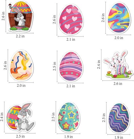 100Pcs Easter Stickers, Easter Egg Bunny Individual Stickers for Kids Teens Adults, Cute Aesthetic Vinyl Stickers for Cards Laptop Water Bottle Envelopes in Saudi Arabia