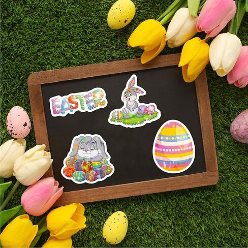 100Pcs Easter Stickers, Easter Egg Bunny Individual Stickers for Kids Teens Adults, Cute Aesthetic Vinyl Stickers for Cards Laptop Water Bottle Envelopes in Saudi Arabia