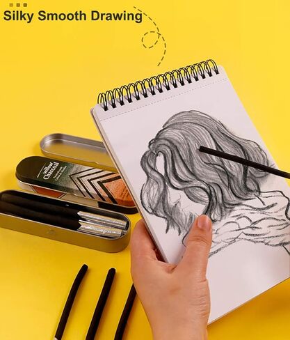 Artist Charcoal Stick Willow Vine Charcoal Pencil Soft Black Sketch Charcoal Art Supplier for Drawing, 4 Sizes, Pack of 10 in Saudi Arabia