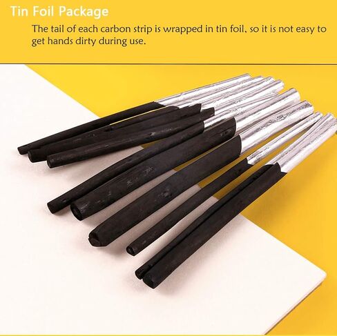 Artist Charcoal Stick Willow Vine Charcoal Pencil Soft Black Sketch Charcoal Art Supplier for Drawing, 4 Sizes, Pack of 10 in Saudi Arabia
