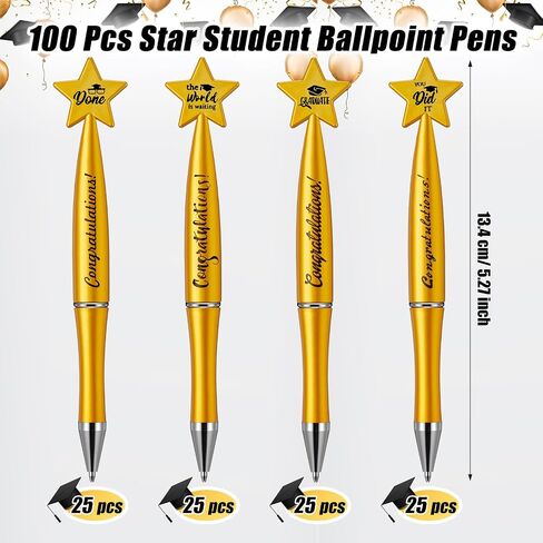 100 Pcs Graduation Ballpoint Pens Class of 2025 Gard Gifts Graduation Pens Bulk with 4 Style for Students Party Favors Supplies(Gold, Black) in Saudi Arabia