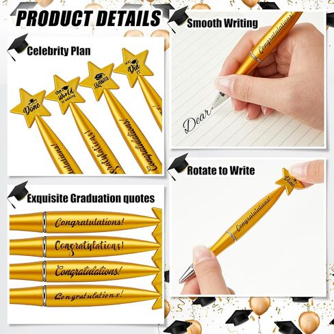 100 Pcs Graduation Ballpoint Pens Class of 2025 Gard Gifts Graduation Pens Bulk with 4 Style for Students Party Favors Supplies(Gold, Black) in Saudi Arabia
