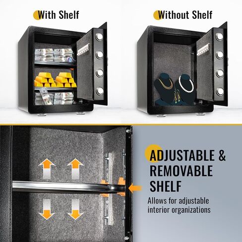 Safe Box, Cajas Fuertes Home Safe with Fireproof Waterproof Bag, Keypad, Security Safes for Documents, Jewelry, Money, Firearms & Medicine, Cabinet Safes with Key & Pass Code - 2.0 Cu Ft in Saudi Arabia