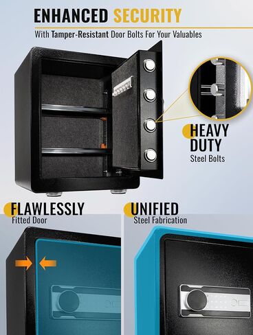 Safe Box, Cajas Fuertes Home Safe with Fireproof Waterproof Bag, Keypad, Security Safes for Documents, Jewelry, Money, Firearms & Medicine, Cabinet Safes with Key & Pass Code - 2.0 Cu Ft in Saudi Arabia