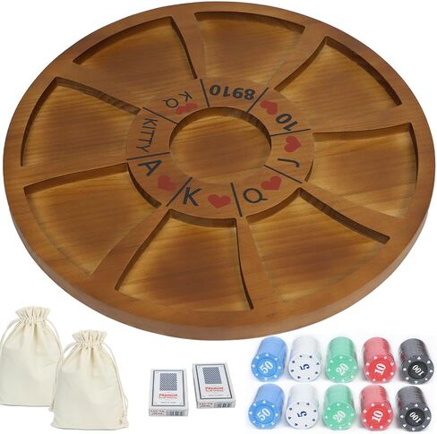 20 inches Michigan Rummy Game Deluxe Set Perfect Blend of A Royal Game of Hearts Rummy Poker Wooden Tripoley Board Game Betting Bluffing Game Classical Family Card Game for Adults 200 Chips… in Saudi Arabia