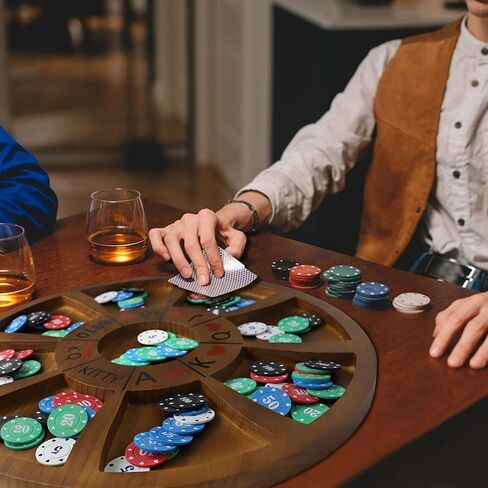 20 inches Michigan Rummy Game Deluxe Set Perfect Blend of A Royal Game of Hearts Rummy Poker Wooden Tripoley Board Game Betting Bluffing Game Classical Family Card Game for Adults 200 Chips… in Saudi Arabia