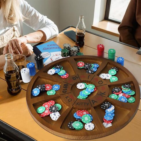 20 inches Michigan Rummy Game Deluxe Set Perfect Blend of A Royal Game of Hearts Rummy Poker Wooden Tripoley Board Game Betting Bluffing Game Classical Family Card Game for Adults 200 Chips… in Saudi Arabia