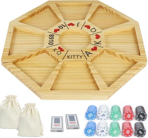 20 inches Michigan Rummy Game Deluxe Set Perfect Blend of A Royal Game of Hearts Rummy Poker Wooden Tripoley Board Game Betting Bluffing Game Classical Family Card Game for Adults 200 Chips… in Saudi Arabia
