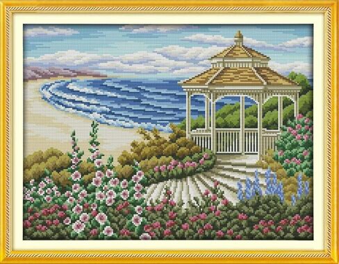 Happy Forever Cross Stitch Kits 11CT Stamped Patterns for Kids and Adults, Preprinted Embroidery kit for Beginner, Spring Scenery (F410 Beautiful Scenery of Park, Size 24''x19'') in Kuwait