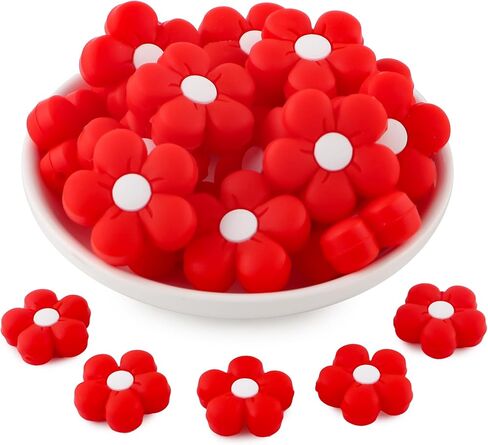 15pcs 26mm Flower Silicone Focal Beads for Pens, Daisy Shaped Silicone Beads for Keychain Making DIY Craft（Multicolor） in Kuwait