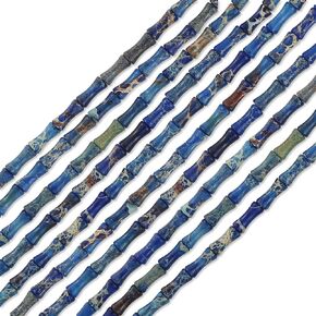 Firstmeet Natural Stone Beads for Jewelry Making Imperial Jasper Bamboo Coint 30pcs/Strand (DIY-1027-Rosered)