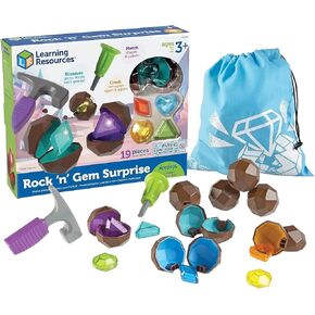Learning Resources Rock 'n Gem Surprise, Sorting, Matching & Counting Skills Activity Set, Early STEM, 19 Pieces, Ages 3+