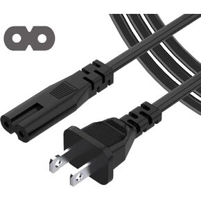 AC Power Cable 2 Prong Cord for Sony Asus Acer Toshiba Laptop Charger Samsung LG TCL LED LCD TV Monitor Mini Fridge PS3 PS4 PS5 Slim Playstation Speaker Input Plug Replacement 18AWG 6ft [UL Listed]