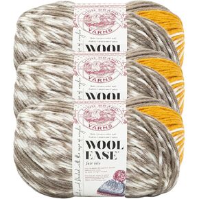 خيوط صوف ماركة Lion Ease Fair Isle، فحمي/رمادي متوسط