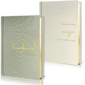 Vow Books His and Hers Set of 2 Canvas Linen Wedding Vow Books Husband and Wife Hard Cover Vow Books for Engagement Gifts(XZ-HW-Terracotta)