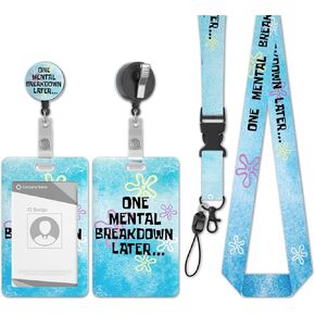 3pcs حامل شارة معرف مضحك مع Lanyard & Badge Reel ؛ الحبل الانفصالي لطيف لشارات الهوية والمفاتيح ؛ بكرات الشارة قابلة للسحب للممرضات معلمي النساء الرجال ، اقتباس مضحك الأزرق ، مجموعة من 3